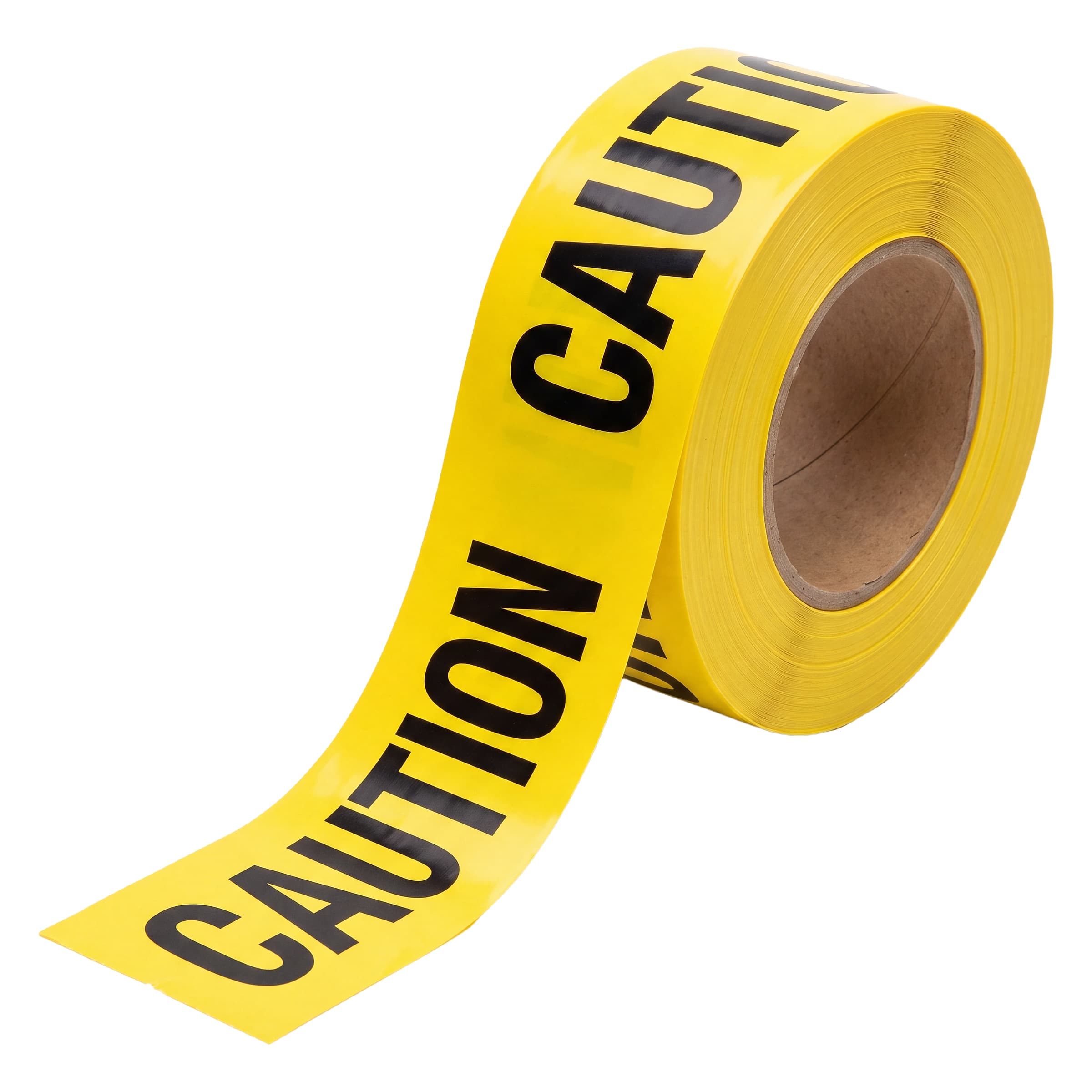 Studio shot of the Swanson 300 ft. x 3 Mil Caution Barricade Tape roll.
