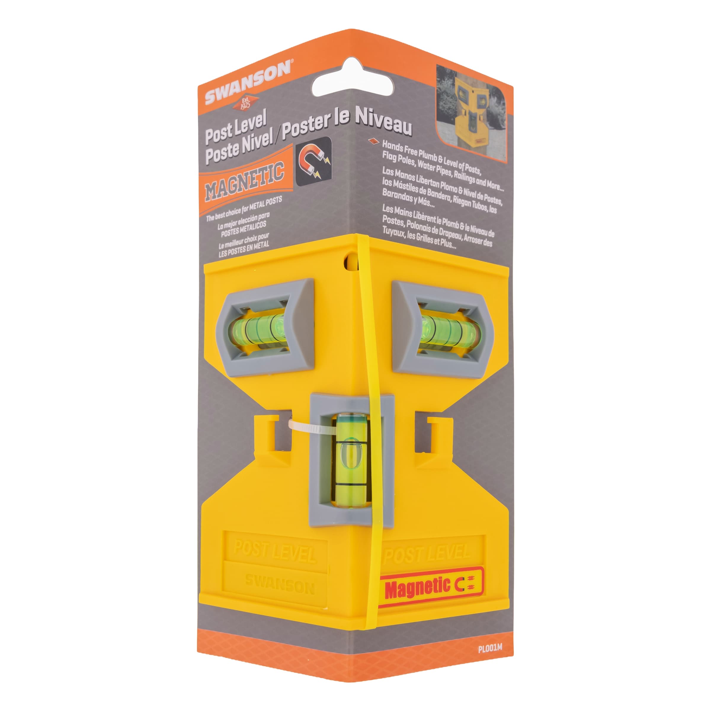 Retail package shot of the Swanson PL001M Magnetic Post Level.